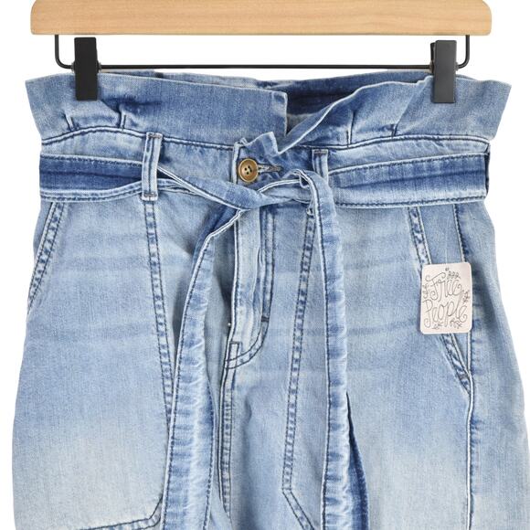 Free People Splendor In the Grass Paperbag High Waist Denim Skirt, size 2, NWT - Picture 2 of 5